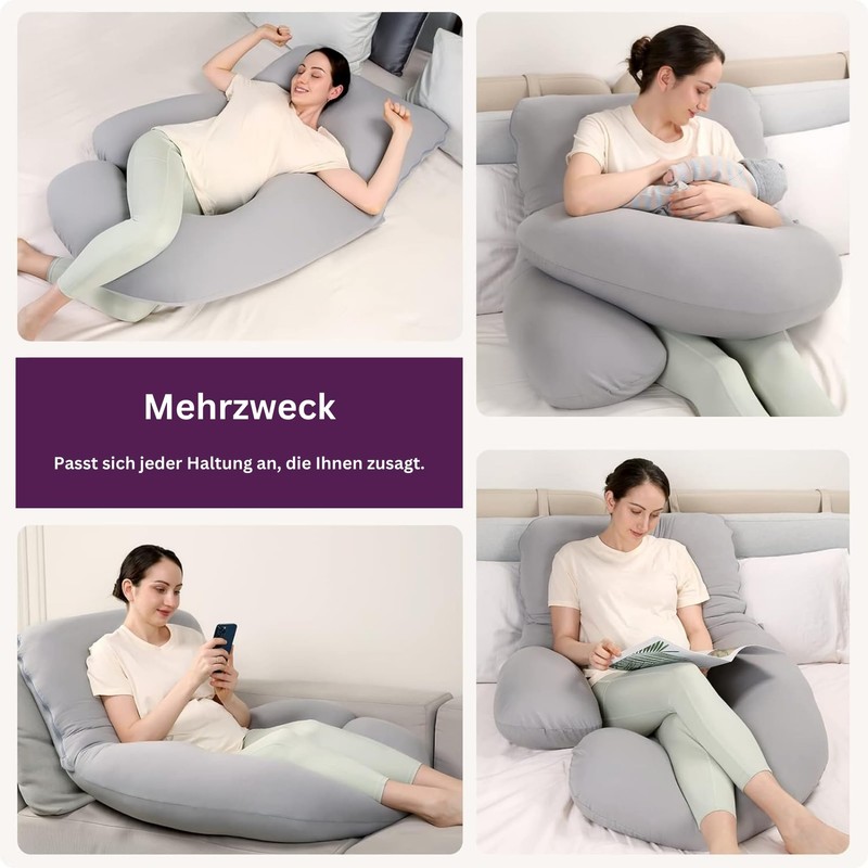 Luxury 12ft J-Shaped Improved Maternity and Full Body Support Pillow.