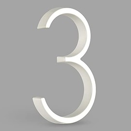 Hasware Floating House Number Sign, 12 cm, Modern Door Numbers, Signage, Plaque, Street, Home Address, Numbers (White, 3)