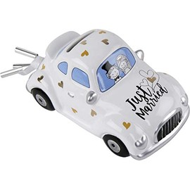 Beautiful money box, piggy bank, wedding car, wedding car for wedding, couple in the car, made of ceramic