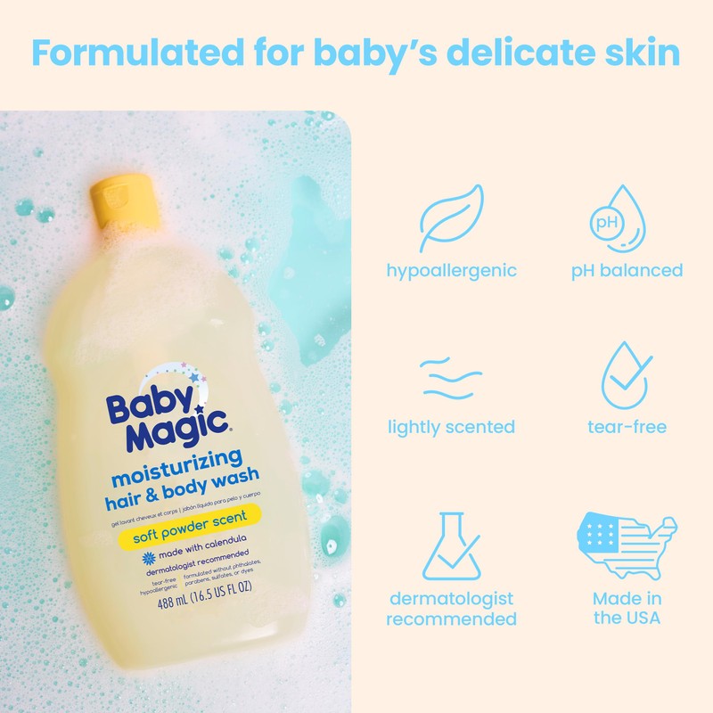 Baby Magic Moisturizing Hair & Body Wash, 16.5 Fl Oz