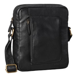 STILORD 'Ashton' Men's Leather Shoulder Bag Vintage Men's Bag Leather Crossbody Bag Small Messenger Bag for Men Shoulder Bag Genuine Leather, black, shoulder bag
