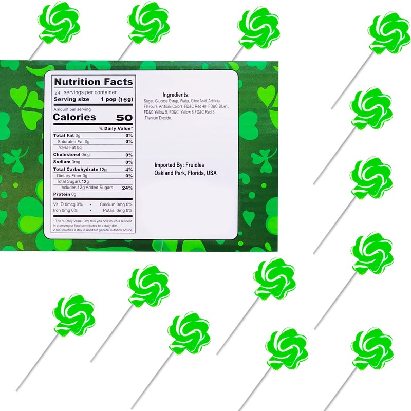 Fruidles St. Patrick's Shamrock Swirl Lollipop Green and White, Party