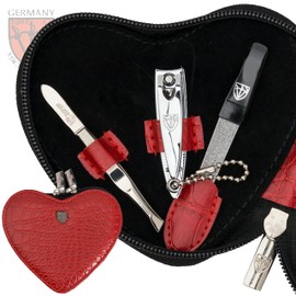 3 Swords Germany - brand quality 5 piece manicure pedicure grooming kit set for professional finger & toe nail care scissors clipper fashion leather case in gift box, Made in Solingen Germany (777102)
