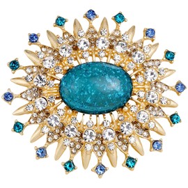 Gold Brooches for Women Vintage Crystal Brooch - Elegant Charm Rhinestones Lapel Pin Wedding Accessories for Ladies Clothing Bags Backpacks Gift UC3027