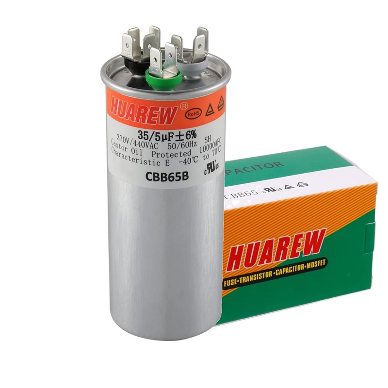 HUAREW 35/5 uF 35+5 MFD ±6% 370V/440V CBB65B AC Capacitor