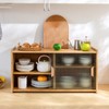 HollyHOME Small Bamboo Wall Mounted Kitchen Pantry Sideboard with 2