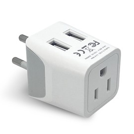 Ceptics Thailand Travel Adapter with Dual USB - Type O Ultra Compact US to Thailand Plug Adapter - 3 in 1 Safe Grounded - Ideal for Cell Phones, Laptops, Cameras, and More