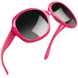 Oversized Rose Red Sunglasses Polarized, Ladies Full Coverage Sun Glasses, Fashion Big Shades for Woman, Large Pink Sunnies UV Protection