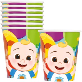 Vibrant Multicolor Cocomelon Paper Cups - 9 oz (Pack of 8) - Perfect for Kids' Birthday Celebrations