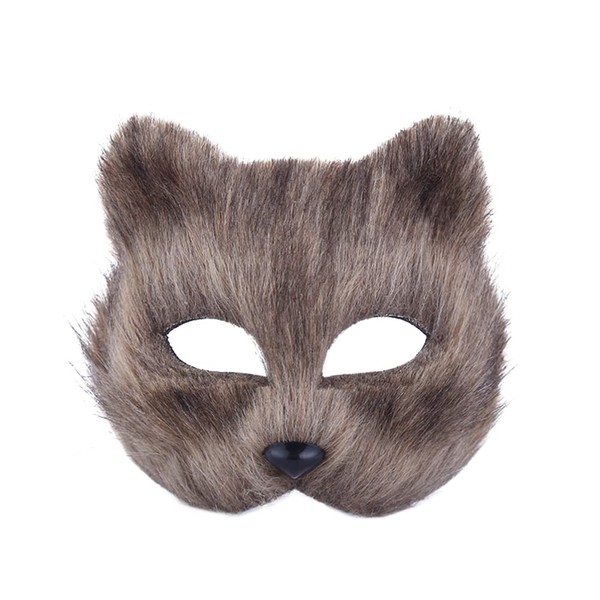Didiseaon Fox Masquerade Mask Furry Fox Animal Half Face Cover for Halloween Costume, Cosplay Party Accessory, Carnival Christmas Party Favor