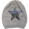 styleBREAKER Knitted Beanie Hat with Vintage Star Print and Rhinestone