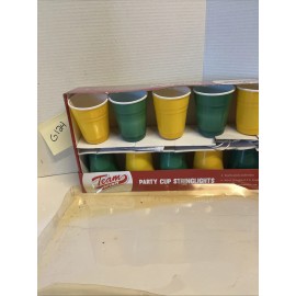 None and/or Unknown Team Spirit Party Green And Gold Cups String Lights  Decor 8.5 ft New 4" Cups