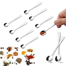 8 Pcs 7.5cm Mini 304 Stainless Steel Tiny Spoons for Spice Jars, Small Size 2.8" Spice Scoops for Salt, Sugar, Coffee, Powder, Dessert, Caviar, Cute Small Fun Little Scoops - Rustproof & Dishwasher