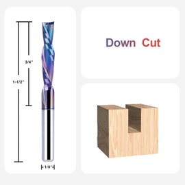 SpeTool 5-Piece Carbide Spiral Downcut CNC Router Bits Set, 1/8 Inch Cutting Dia 1/8 Inch Shank with TAC Coated End Mill Bit for Wood Carving Engraving Tool