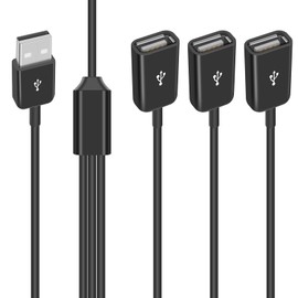 Duttek USB A Splitter Cable 1FT/30cm, USB Power Splitter Cable, USB Splitter 1 in 3 Out Extender Cord Support Charg and Data Transfer for Car, Laptop, MacBook, USB Keyboard, Flash Drive (1 in 3 Out)