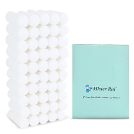 Mister Rui Foam Paint Roller, Mister Rui Foam Paint Roller Covers, 4 Inch Sponge Paint Roller, Pack of 50, High Density Foam Brings Even Finishes, Perfect for Cabinets, Cupboards, Doors