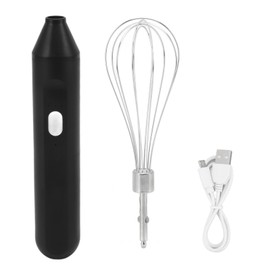 Electric Egg Beater Handheld USB Charging Milk Frother Portable Cordless Drink Mixer with Stainless Steel Whisk Black