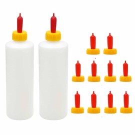 Goat Nursing Bottles Set, 2 Pieces 400 ml Lamb Feeding Bottle Kit 10 Pieces Small Animal Liquid Milk Drink Parts for Feeding Accessories Cow Sheep Puppy Pig Goat Supplies