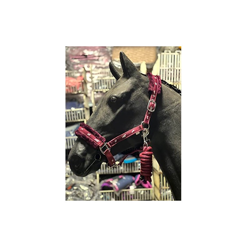 Equipride Horse Print Faux Lined Nylon Headcollars with Matching Lead