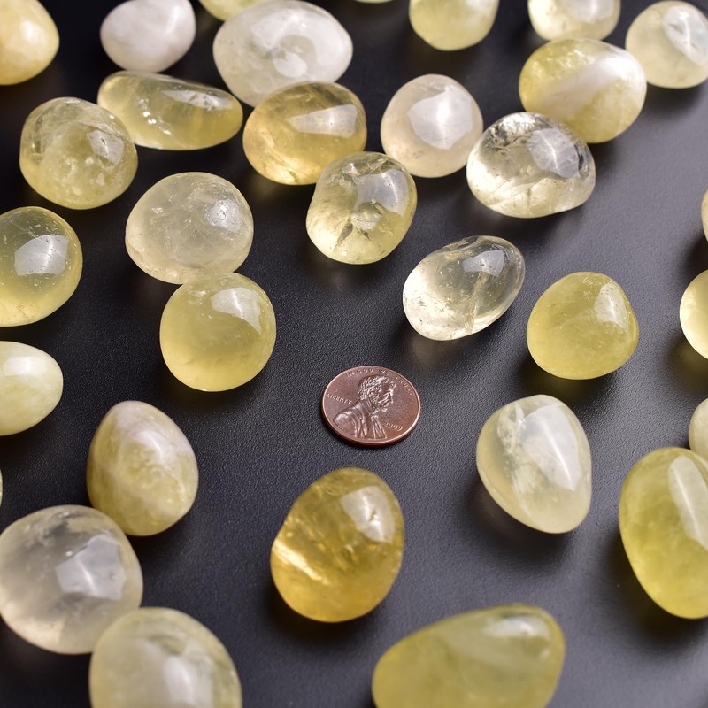 SigMntun Polished Stone Set Citrine Crystals, Handpicked Tumbled Gemstones Rocks,