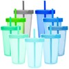 Youngever 9 Sets 16 Ounce Plastic Cups with Lids and
