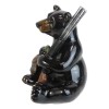 Western Rustic Hunter Black Bear Holding Shotgun And Mallard Duck