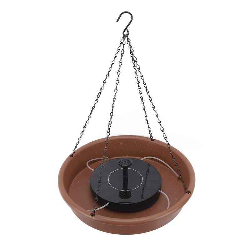 Solar Bird Bath Fountain Pump Hanging Style Deck Mount Metal