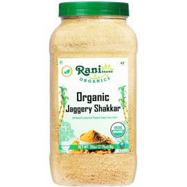 Rani Organic Jaggery Shakkar (Unrefined Evaporated Organic Sugar Cane Juice) 35oz (1kg) PET Jar ~ Gluten Friendly | Vegan | NON-GMO | No Salt or fillers | Indian Product | USDA Certified Organic