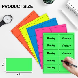 MaxGear 8-1/2" x 11" Neon Orange Labels - Fluorescent Labels, for Inkjet or Laser Printer, for Efficient Sorting and Organization, Strong Adhesive, 2" x 4", 30 Sheets, 300 Pcs