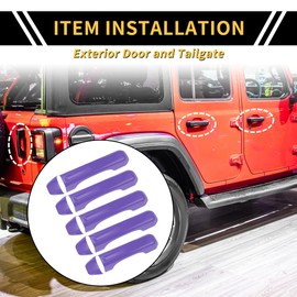 REPAIROCK 1 Set Exterior Door Handle Covers Tailgate Door Handle Cover for Jeep Wrangler JL JLU 2018-2022 for Jeep Gladiator JT 2020-2021 Car Door Handle Protector ABS Purple