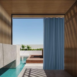 ELEOPTION Outdoor Curtain, Waterproof Opaque Curtain, Windproof, UV protection, Sun Protection Curtains for Balcony, Garden, Yard