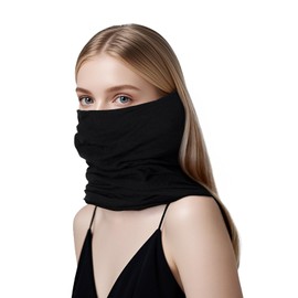 MAOOHON Faraday Gaiter Shielding Scarf Shields 5G WiFi Bluetooth with Silver Fabric Protective Scarf Faraday Hood Protects Brain Face Neck Black