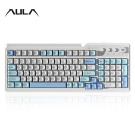 AULA F3099 Wireless Keyboard, 99-key Layout Wireless Keyboard, Fashionable Color Matching Keyboard, Ergonomic Design Keyboard for Office & Gaming, Durable Keyboard, USB Rechargeable Keyboard:_light green + white + grass green_Official standard