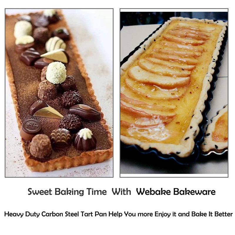 Webake Rectangular Tart Pan Quiche Baking Dish with Removable Bottom