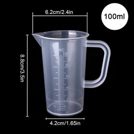 Messbecher 100ml - Messbecher klein aus Kunststoff Lebensmittelecht Feine Skala zum Genauen Dosieren Kleiner Mengen für Waschmittel Labor Küche Öl