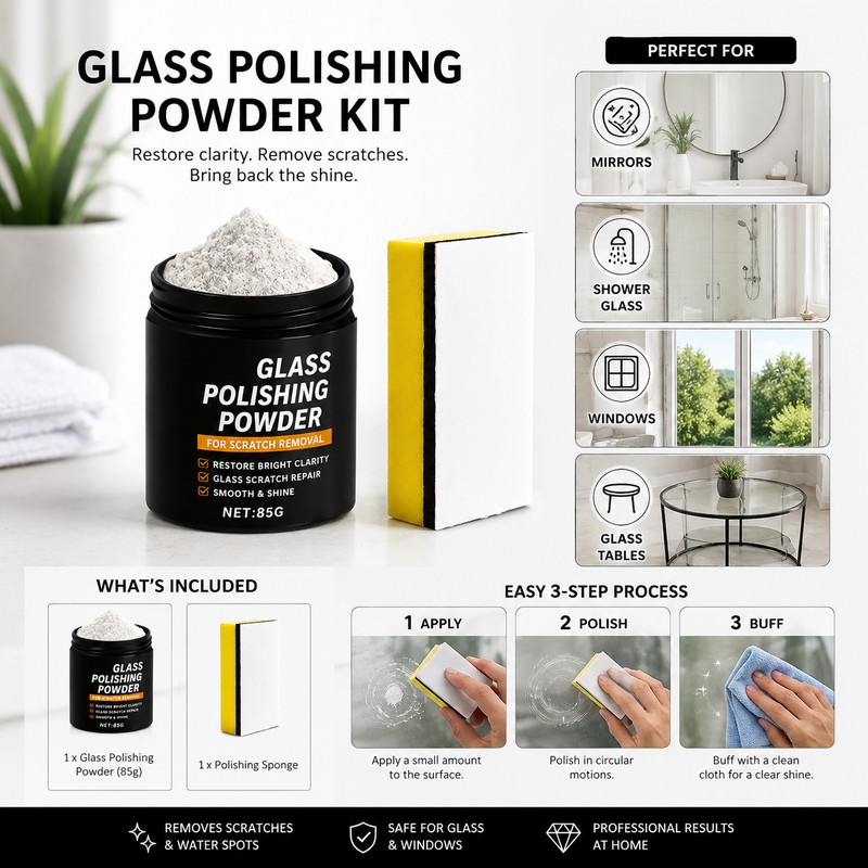 Glass Polishing Powder for Surface Care – DIY Clarity Restoring