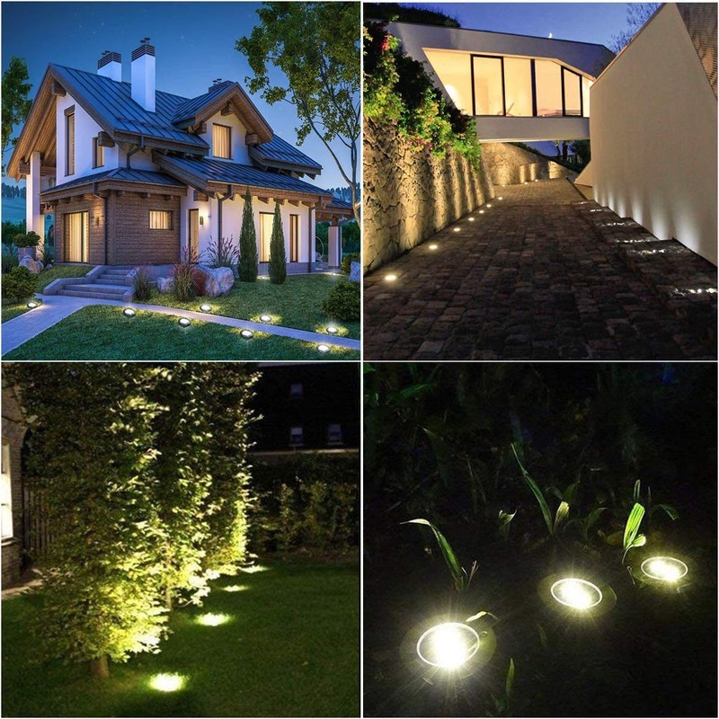 Rayolon Solar Ground Lights, 4 Pack 8 LED White Solar