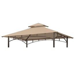 Grill Gazebo Replacement Canopy Top - Wonwon 5x8 Gazebo Roof Double Tiered Outdoor BBQ Roof Cover Grill Shelter Only Fit for Model L-GG001PST-F (Beige)