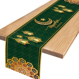 Ramadan Table Runner, Tablecloth, Ramadan Decorative Table Decoration, Eid Mubarak Decoration, Eid Mubarak Table Decoration, Islamic Decoration for Islamic Muslim, 180 x 35 cm