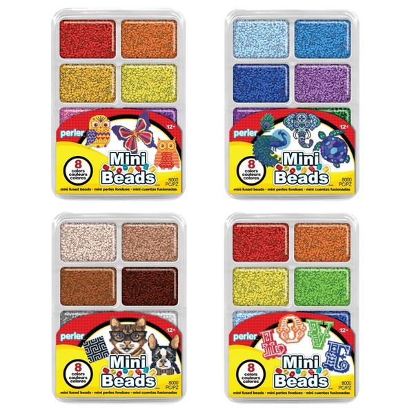 Perler Mini Beads Tray Bundle - Warm, Cool, Neutral and Rainbow