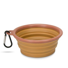 Made Easy Kit Portable Collapsible Dog Bowl for Water or Food Great Pet Travel Bowl in Multiple Sizes (Standard - 12oz, Brown)