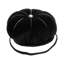 QUARKZMAN Velvet Wrist Pin Cushion Pumpkin Sewing Needle with Elastic Wrist Strap, Black