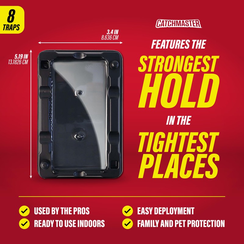 Catchmaster-8 Mouse & Insect Glue Traps, Heavy-Duty Pesticide-Free Sticky Mouse