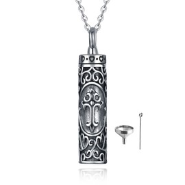 Fryneauy Cross Urn Necklace Cylinder Urn Necklace for Ashes 925 Sterling Silver Pendant Necklace Keepsake for Ashes Memory Keepsake Cremation Jewelry for Women (Cylinder Cross)