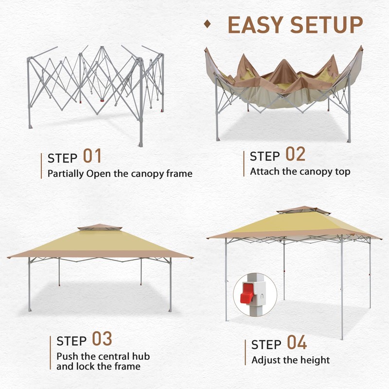EAGLE PEAK 12x12 Pop up Canopy Tent, Easy Set up