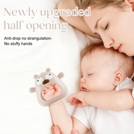 Teething Toys for Babies 3+ Months,Cute Dog Buddy Never Drop Silicone Teether Toys for Infants 3+ Months,Baby Chew Toys for Sucking Needs,BPA Free (Creamy White)