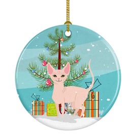 Caroline's Treasures BB4432CO1 Sphynx Cat Merry Christmas Tree Ceramic Ornament, 3 in, Multicolor
