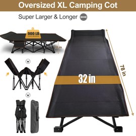 DoCred Oversized XXL Folding Camping Cot with Mattress, 2 Pack Heavy Duty Sleeping Cot Bed Portable Adults Outdoor Bed with Carry Bag, Travel Camp Cots