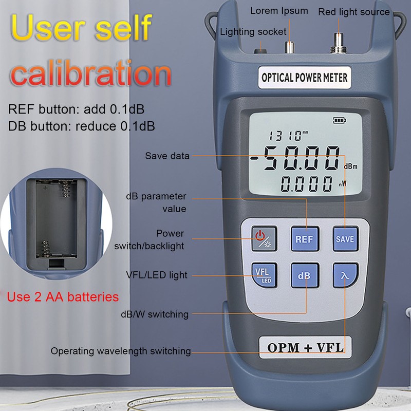 Optical Power Meter Fast Accurate Low Battery Consumption Optical Fiber