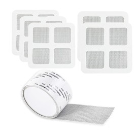 Window Screen Repair Mesh Tape, Window Screen Door Repair,Mosquito Net Repair, Waterproof Fiberglass Covering Mesh Tape with 5 PCS Gauze Mesh Patches for Doors Window Screen (Gray)